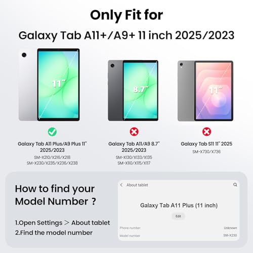 Sanyetral Galaxy Tab A11+ Case, Heavy Duty Case for Samsung Galaxy Tab A11 Plus/A9 Plus 11'' 2025/2023, with Screen Protector, 360 Rotating Stand and Pencil Holder (Cyan + Purple)