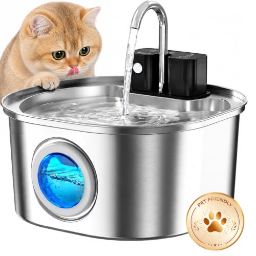 Voluas Stainless Steel Cat Water Fountain Wireless
