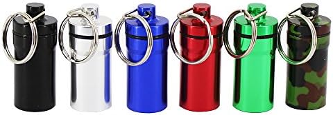 Evazstyle Waterproof Pill Box Case Keychain Aluminum Colorful Pill Container for Indoor Outdoor Camping Travel Traveling 6pcs
