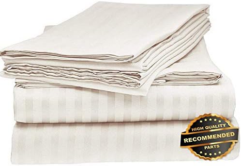 Sandover 1800 Series 100% Cotton Satin Dobby Stripe Sheet Set- Assorted Colors and Sizes| Size King | Style DUV-5301218201
