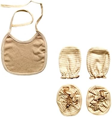 Vodeus Baby Boys Girls Set of One Pair of Mittens One Pair Of Booties and Bib