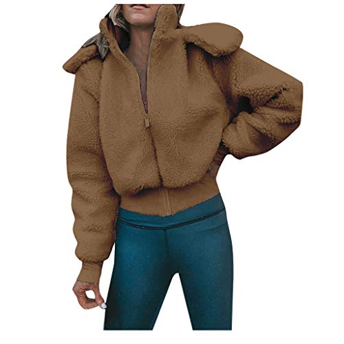 KYLEON Women's Coat Sherpa Fuzzy Faux Fleece Short Coat Leopard