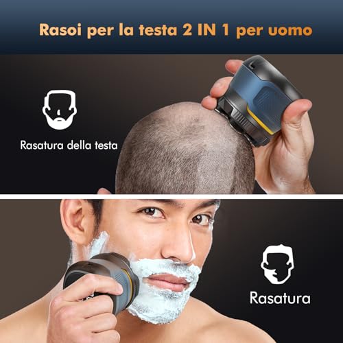 Singphere Men's Electric Shaver Bald Head, IPX7 Waterproof Electric Shaver Beard, 6D Magnetic Shaver Head, Men's Hair Shaver Bald Head with LED Display & Type-C
