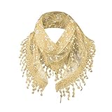 Bolayu Fashion Lace Tassel Sheer Burntout Floral Print Triangle Mantilla Scarf Shawl (Coffee)