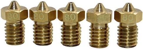 ARQQ .8mm 3D-V6 J Head Extruder Brass Nozzle Print Head for 3D Printer 1.75mm Filament Pack of 5
