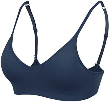 DOUBLDO Womens Seamless Strap Bralette with Removable Cups-ONE SIZE-NAVY