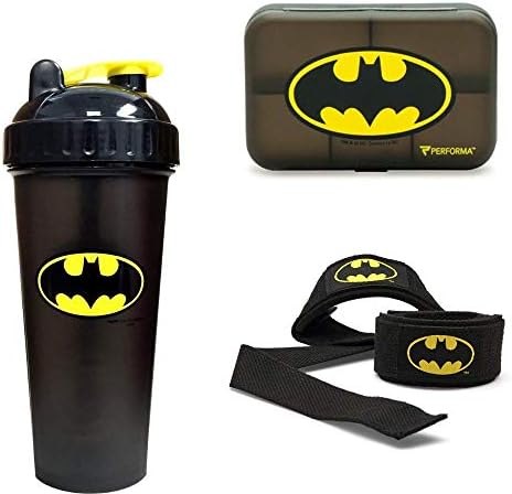 Performa Essential Fitness Gift Pack - Includes Three Items: Daily Supplement/Pill Container, Lifting Straps and Leak Free Protein Shaker with Actionrod Mixing Technology
