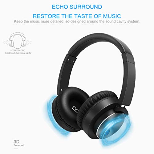 Active Noise Cancelling Bluetooth Headphones Over Ear Wireless Headphones with Mic, Comfortable Protein Earpads 30H Playtime, Foldable Headphones for Travel/Work - Black - Thumbnail 2