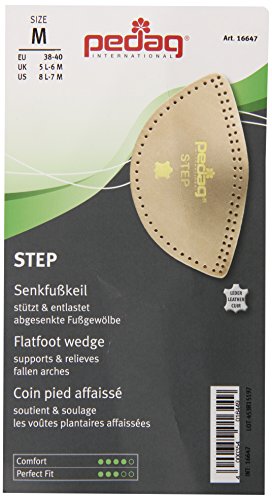 Pedag Step 16647 Symmetrical Self Adhesive Arch Support Inserts, Tan Leather, Medium