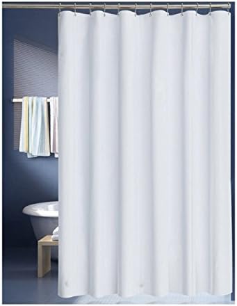 Toodou Waterproof Mold and Mildew-Resistant,Solid White Fabric,Extra Long,Shower Curtain Liner With Hooks For Bathroom,White (72 inch by 78 inch)