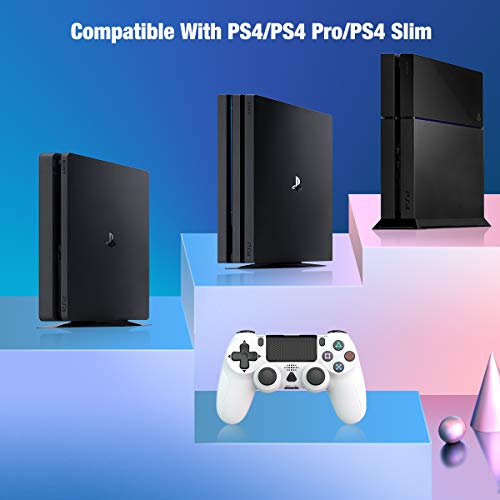 Wireless Controller for Playstation 4, Y-Team Game Controller for PS4 1000mAh Gamepad Remote with Dual Motor, Gyro, 3.5mm Audio Jack, Speaker, LED, USB for PS4/Pro/Slim/PC/Laptop (White)