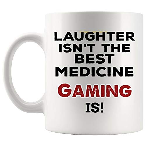 Laughter Isn’t The Best Medicine Gaming Is Mug Coffee Cup Tea Mugs Gift | Game Player Team Contest Sport Gamer ballplayer videogame Funny Lover Men Women Kids Sayings Travel