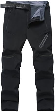 Ynport Crefreak Mens Winter Outdoor Hiking Pants Softshell Fleece Moutain Ski Snow Pants(with Belt)