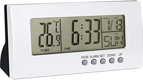 New Light Silver Color Home Office Desk Digital Alarm Clock Calendar Thermometer