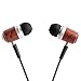 ZealSound HDE-300 In-ear Noise-isolating Genuine Wood Headphones with Mic, Fiber Cable -Black