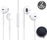 SYCellular ZY9214 Wired Earphones Earbuds Headset Microphone with Carry Case/Remote for iOS Android Smartphone Devices (X2), 3.5 mm, White