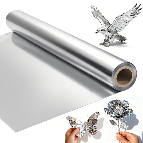 Heavy Duty Aluminum Foil Roll - 0.07MM Extra Thick Craft Metal Sheets for DIY, Repairs & Art Projects, Multipurpose Tin Foil for Art, Gifts & Home DIY Projects, Silver (12