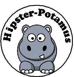 Hipster-Potamus 1.25" Pinback Button Funny Humor Hipster Hippo Hippopotamus