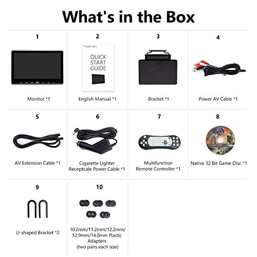2019 New 11.6 Inch 1080P HD Digital Multimedia Monitor Super-Thin Car Headrest DVD Player, Eonon Headrest Monitors with HDMI Port and Remote Control USB and SD-L0318