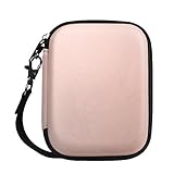 Fintie PU Leather Coated Hard EVA Shockproof Carring Case for Seagate Backup Plus Slim, WD My Passport, Toshiba Canvio Basics, Canvio Connect, Samsung T3 SSD 2.5 inch External Hard Drive, Rose Gold