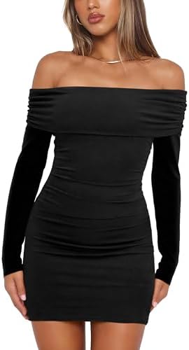 ribbed off the shoulder long sleeve mini sweater dress Off-the-Shoulder Mini Sweater Dress EGRET / M