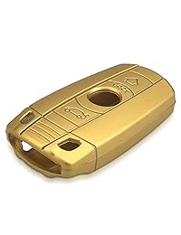 kwmobile Car Key Cover for BMW - Silicone Protective Key Fob Cover for BMW 3 Button Car Key (only Keyless Go) - Metallic Gold