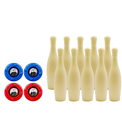 KETIEE Desktop Bowling Game Table Shuffleboard Rollers Bowling Pins Set Mini Bowling Creative Game Toy for Kids Men