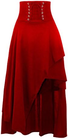 Killreal Women's High Waist Victorian Steampunk Gothic Hi Low Skirt