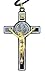 LM Black Enamel Gold Tone Saint Benedict Icon Cross Crucifix Pendant, 3 Inch