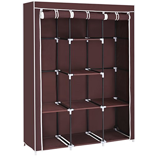 SONGMICS Wardrobe 420D Oxford Fabric Portable Closet Durable Storage Organizer with Double Rods 50