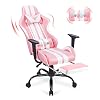Ferghana Pink Gaming Chair with Footrest,Computer Game Chair,Massage Gaming Chairs,Christmas,Xmas Gift,PC Gaming Chairs…