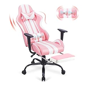 Ferghana Pink Gaming Chair with Footrest,Computer Game Chair,Massage Gaming Chairs,Christmas,Xmas Gift,PC Gaming Chairs…