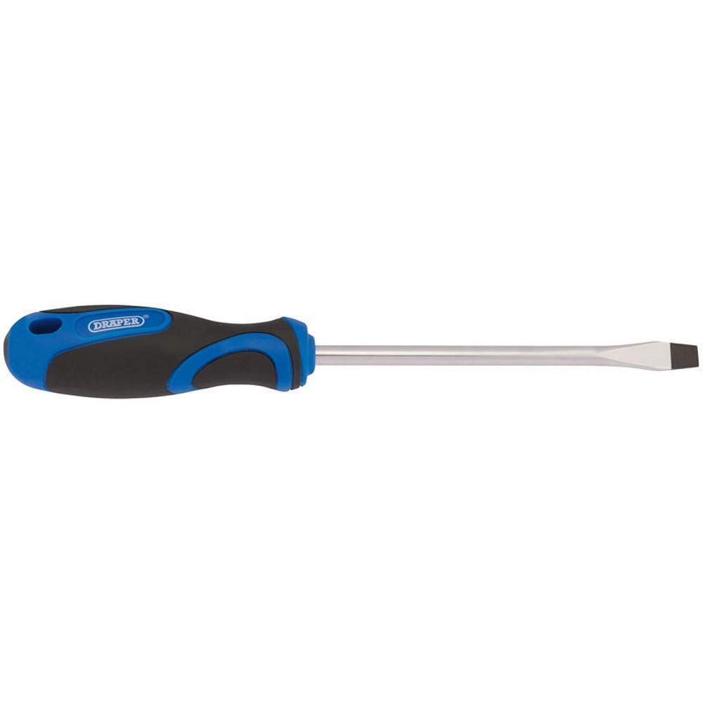 Draper 48924 Plain Slot Screwdriver with Soft Grip Handle, 8.0mm x 150mm , Blue