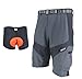 ARSUXEO Mountain Bike MTB Cycling 3D Coolmax Padded Loose Fit Shorts with Padded Grey Size XXL