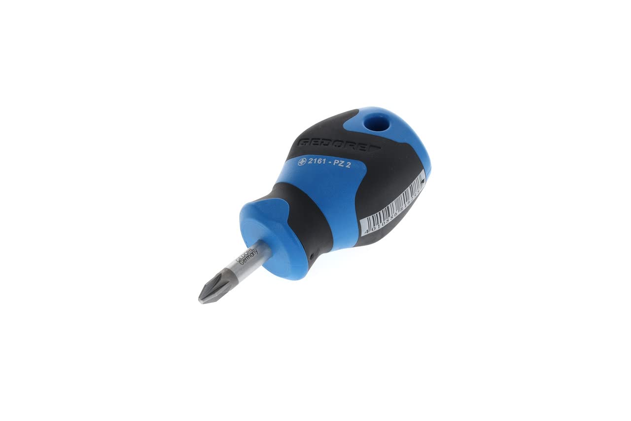 GEDORE Screwdriver Phillips PZ2 small, Mini screwdriver short, 3-component handle, length 81 mm, 2161 PZ 2