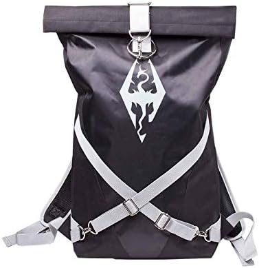 Skyrim Backpack Logo Crest With Straps Official Ps4 Xbox Black Rolltop Bag