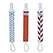 GAD Baby Pacifier Clips Set: 3-Pack Pacifier Holders + Baby Bib Gift/Cute, Colorful, Durable Baby Soother Holders w/ Safe Plastic Clips/ Top Quality Unisex Baby Accessory/Best Baby Shower Gifting Idea