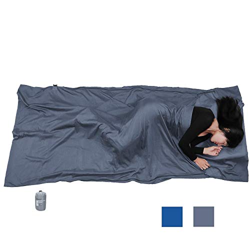 Browint Silk/Cotton Travel Sheet with Double Zippers, 87"x43" Extra Wide Sleep Sack for Hotels, Lightweight Sleeping Bag Liner for Camping, Traveler Rectangular with Pillow Pocket ...