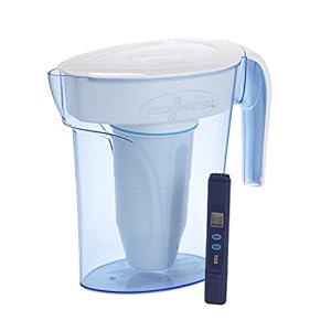 ZeroWater ZP-006-4 waterfilteringskan voor 6 kopjes met waterkwaliteitsmeter, wit en blauw