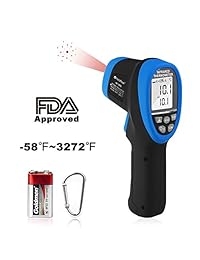 HOLDPEAK1800   Pirómetro láser digital con termómetro infrarrojo de temperatura de  58°F~3272°F,termómetro infrarrojo sin contacto con D:S=50:1, linterna, FDA, ajustable, max min y retroiluminado para la industria.