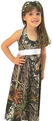 Camo Diva Katelyn Toddler and Youth Girls Camo Dress (Large (10 - 12), White)