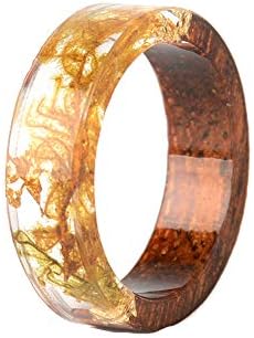 ink2055 Fashion Women Ladies Rings Handmade Wood Resin Flower Plants Finger Ring Jewelry Decor Gift