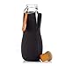 Glass Water Bottle - Eco-Friendly Borosilicate Glass - Charcoal Water Filter and Natural Cork Stopper - Orange (20 oz.)
