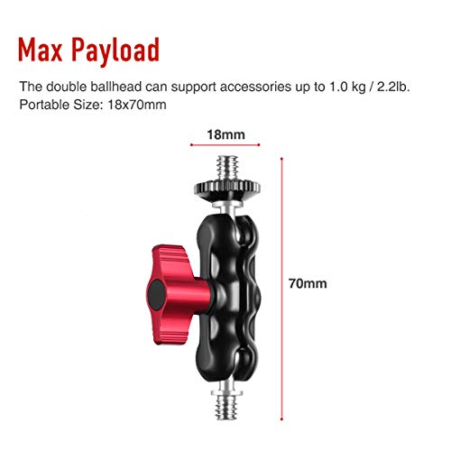 CAMO Double Ball Head, with Shoe Mount and 1/4-inch Screw, for DSLR Camera/On-Camera Monitor/Video Lights, Multi-Functional Portable Durable Aluminum Alloy - Thumbnail 5