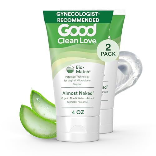 Good Clean Love Almost Naked Water-Based Lube, Personal Lubricant with Organic Aloe Vera, Safe for Adult Toys & Condoms, pH-Balanced, Clean Intimate Wellness Gel for Men & Women, 4 Oz (2-Pack)