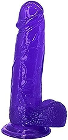 8 Inch Handsfree Lifelike D-il-do-s with Suction Cup, Flexible Purple