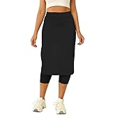 Aurgelmir Womens Tennis Skirt with Capris Leggings Golf Knee Length Skorts Athletic Long Skirts for Women with Pockets