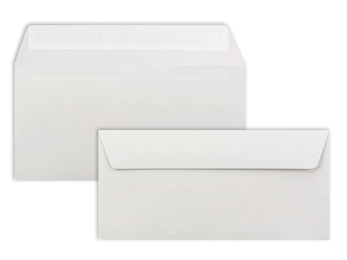 FarbenFroh by GUSTAV NEUSER 25 envelopes DIN long - light grey - 110 g/m² - 11 x 22 cm - very dimensionally stable - self-adhesive - quality brand: