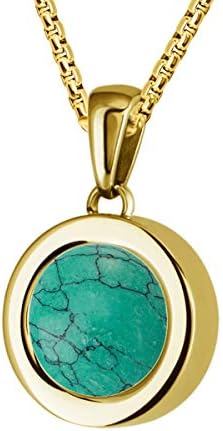 Quiges Gold Stainless Steel 12mm Mini Coin Pendant Holder and Green Coloured Coins with Box Chain Necklace 42 + 4cm Extender
