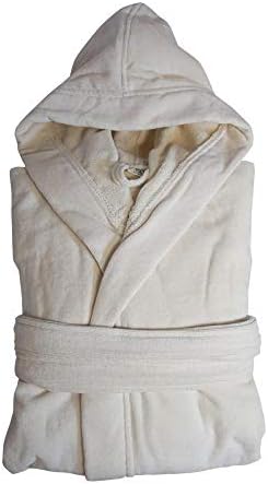 ege organics Velours Bademantel mit Kapuze Bio-Baumwolle (Natur, One